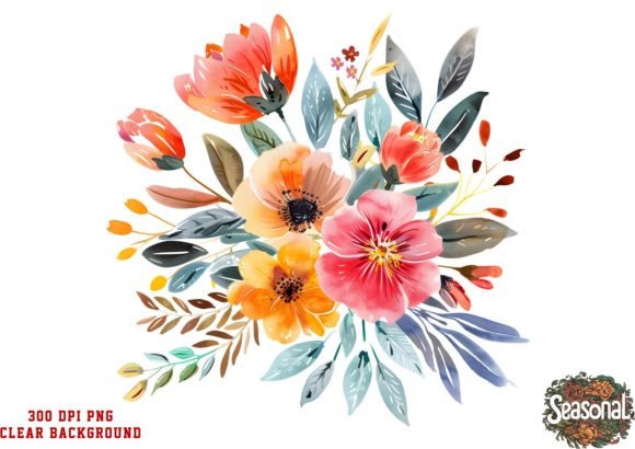 Download Boho Flowers Bouquet Watercolor Clipart - Premium Resources