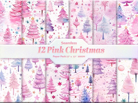 Download Pink Christmas Digital Paper Pack - Pink christmas digital paper Collection