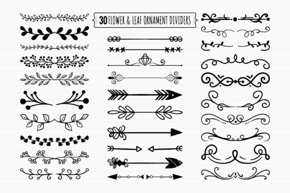 Download SVG Flower and Leaf Ornament Dividers - Leaf ornament Collection
