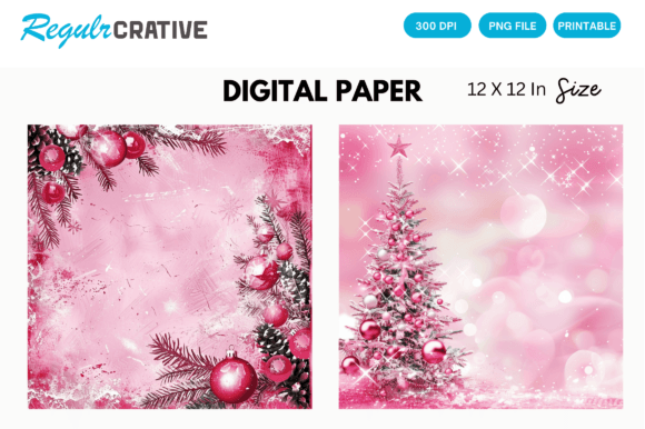 Download Printable Pink Christmas Digital Paper - Pink christmas digital paper Collection