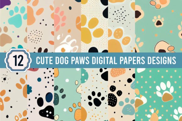 Download 12 Cute Dog Paws Digital Paper Designs - Digital paper designs Collection